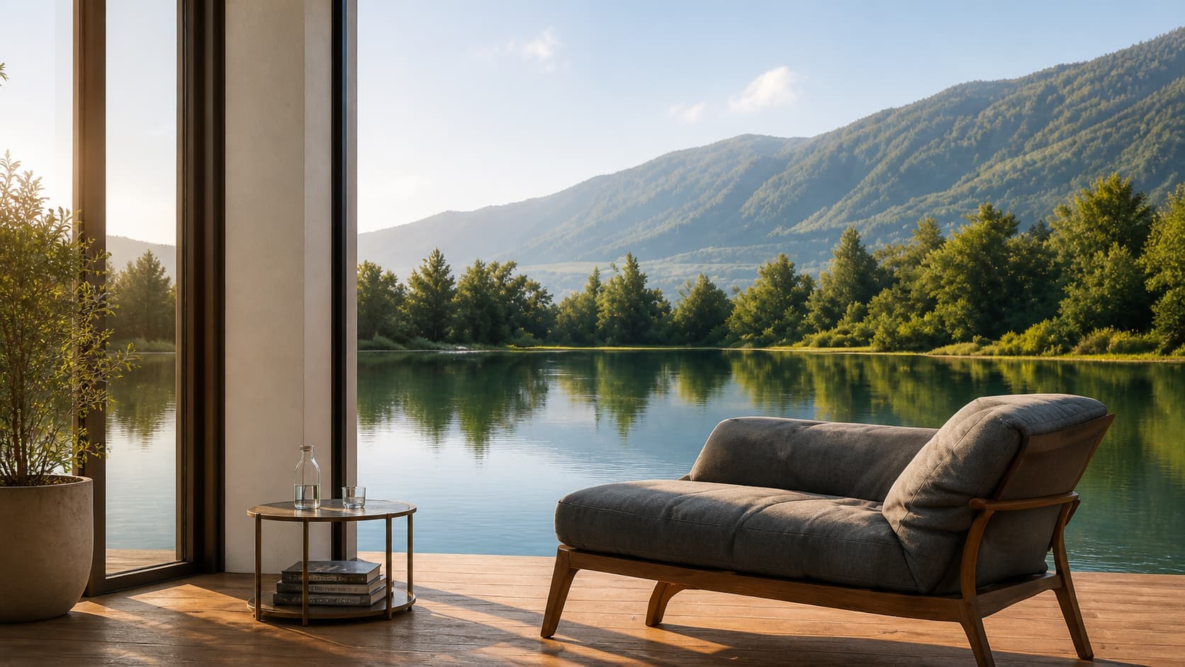 Relaxing chair overlooking water